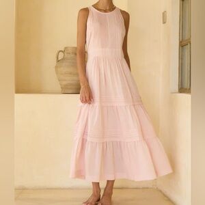 Pampelone Blush Tiered Midi Dress S Cotton Garden Party Bridal Shower